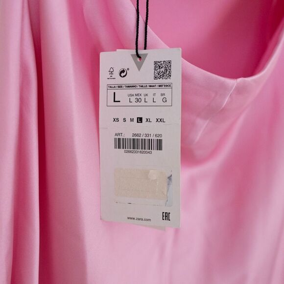 NEW Blogger Fave Viral TikTok Zara Pink Satin Cutout Scoop Neck Midi Slip Dress - Picture 10 of 16